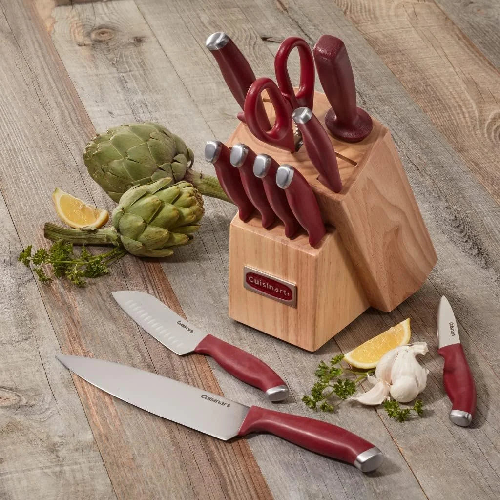 Cuisinart C77SSR-12P Color Pro Collection 12 Piece Knife Block Set, Red