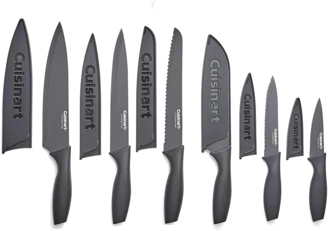 Cuisinart Knife Set, 12pc Ceramic Coated Knife Set with 6 Blades & 6 Blade Guards, Lightweight, Stainless Steel, Durable & Dishwasher Safe (Soft Black)