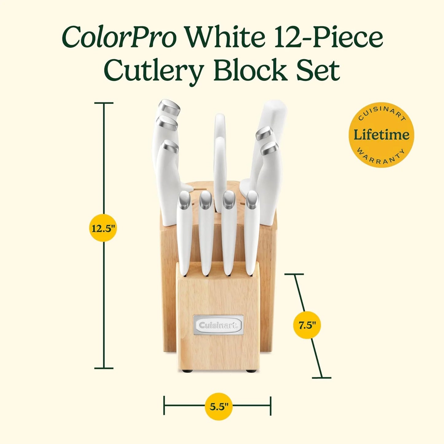 Cuisinart Block Knife Set, 12pc Cutlery Knife Set with Steel Blades for Precise Cutting, Lightweight, Stainless Steel, Durable & Dishwasher Safe, C77SSW-12P (Pack of 2)