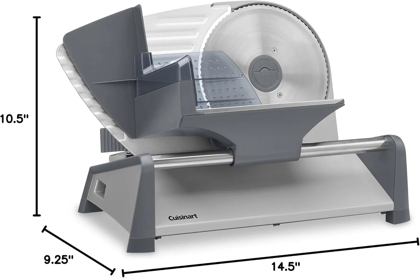 Cuisinart Kitchen Pro Food Slicer, Meat Slicer with Slice Control Knob Adjusts from 1/32" to 1/2" to Slice Bread, Roasts, and Firm Cheeses, Removable 7.5" Stainless Steel Cutting Blade, FS-75, Gray