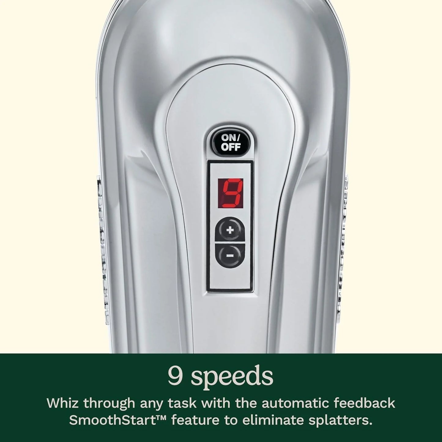 Cuisinart Power Advantage Plus 9-Speed Hand Mixer, 220W-Motor Hand Blender Electric Mixer with 9 Speed Settings, XL Dishwasher-Safe Beaters, 3 Low Mixing Speeds, Storage Case, Cream