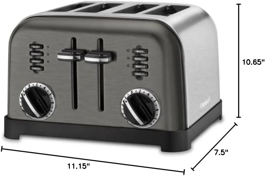 Cuisinart Toaster, Defrost & Reheat, Stainless Steel, 4 Extra-Wide Slots