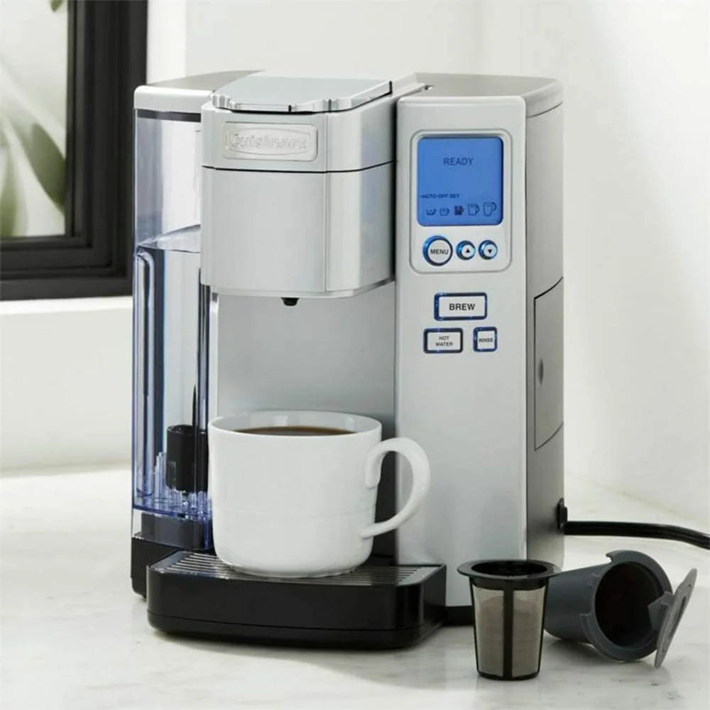 Cuisinart Coffee Maker, Single Serve 72-Ounce Reservoir Pod Coffee Machine, Programmable Brewing & Hot Water Dispenser, 5 Cup-Size Settings, Stainless Steel, SS-10P1, Silver