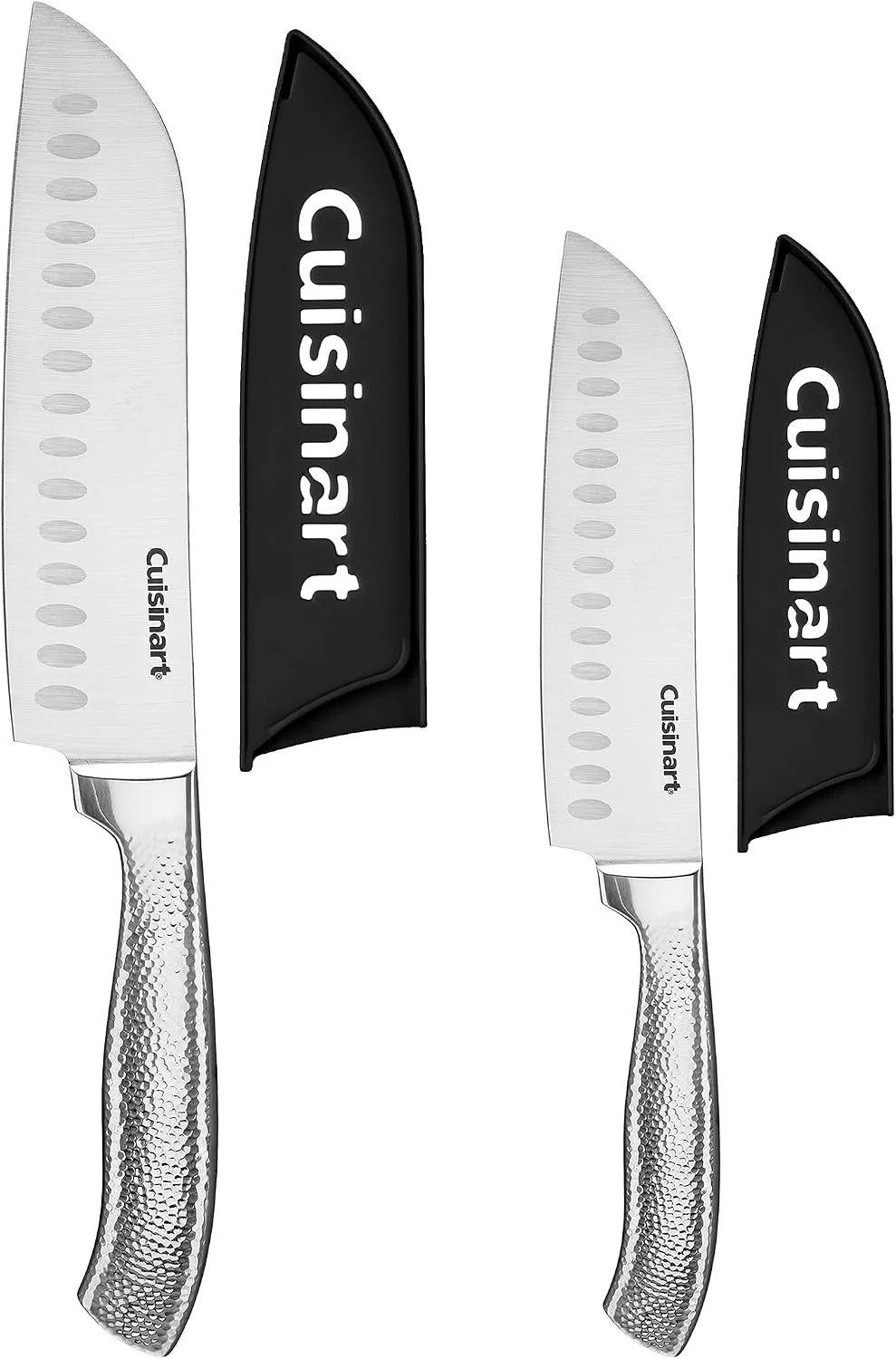 Cuisinart Classic Forged Knife Set – High-Carbon Hammered Stainless Steel Blades, Sheath Guards, Ultra Sharp Edge, Extra-Wide Bolster for Stability (4-Piece Set: 7" Santoku, 5" Santoku)
