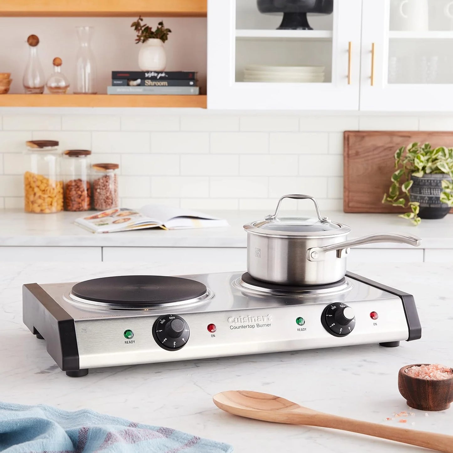 Cuisinart Double Burner Hot Plate, 1800W, Stainless Steel/Black