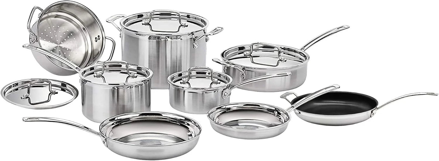 Cuisinart MCP-13 MultiClad Pro Stainless-Steel Cookware 13-Piece Cookware Set, Silver…