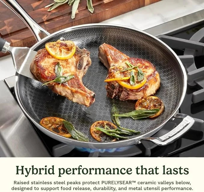 Cuisinart Skillet, PurelySear Hybrid, Tri-Ply Stainless Steel, 10 Inch