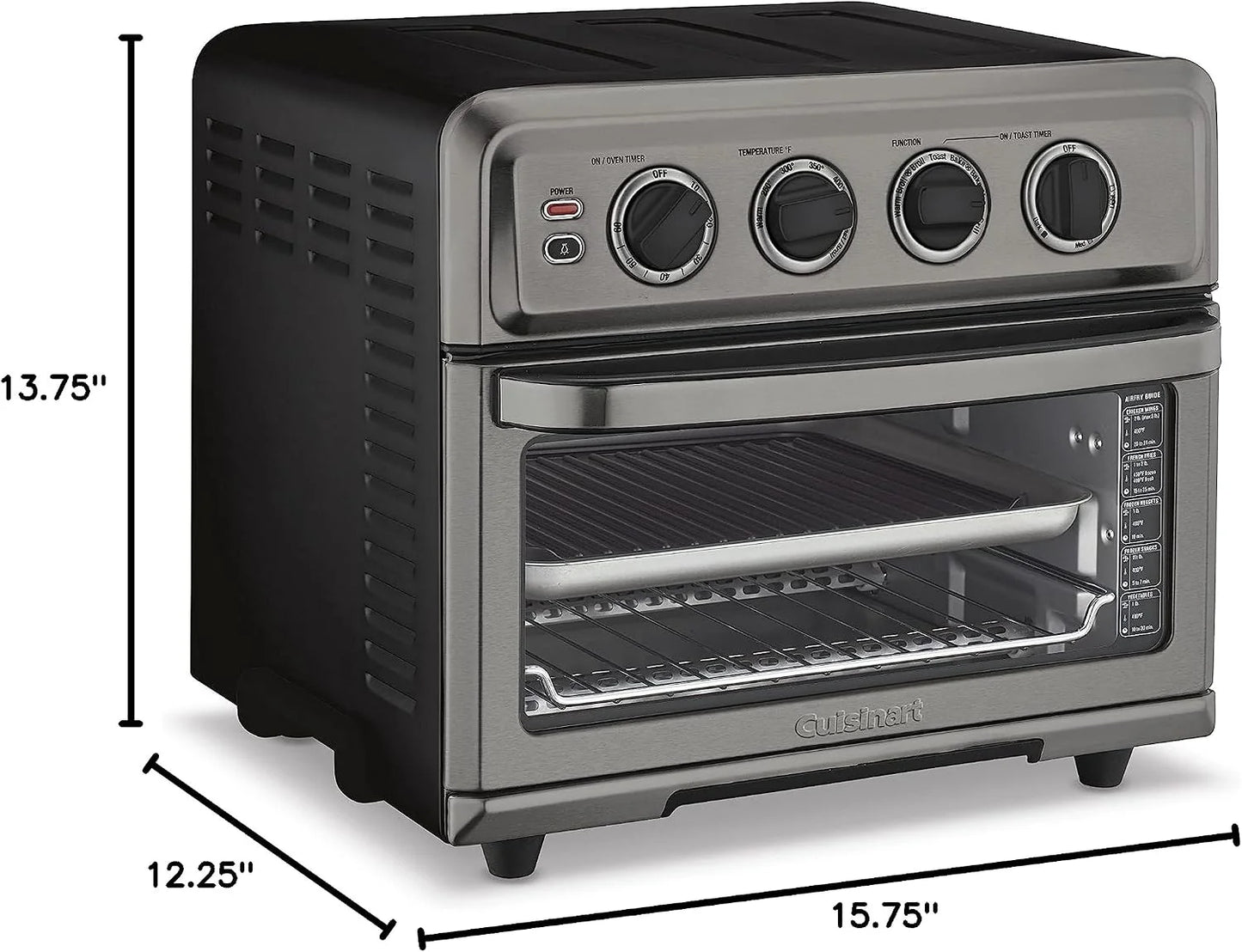 Cuisinart Air Fryer Toaster Oven with Grill, 1800W 8-1 Air Fryer Oven with Bake, Convection Bake, Grill, Broil and Warm Options, Large Capacity, 60-Minute Timer, TOA-70BKS, Black SS