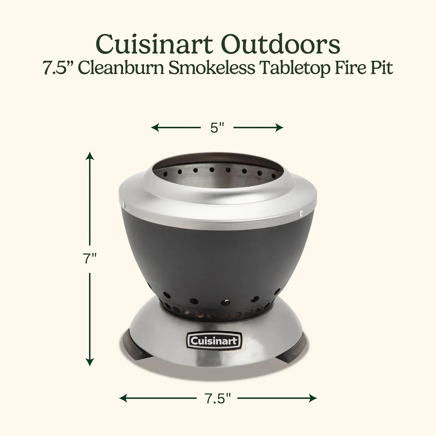 Cuisinart Outdoor Fire Pit, Cleanburn Smokeless System, Wood Burning, 7.5"