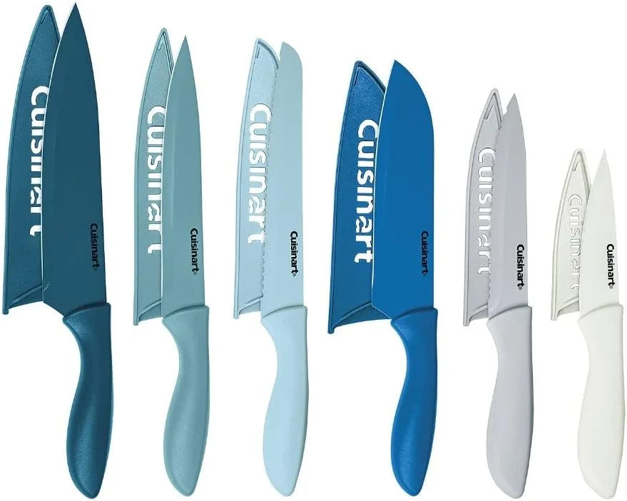 Cuisinart 12-Piece Kitchen Knife Set, Advantage Color Collection with Blade Guards, (Nautical)