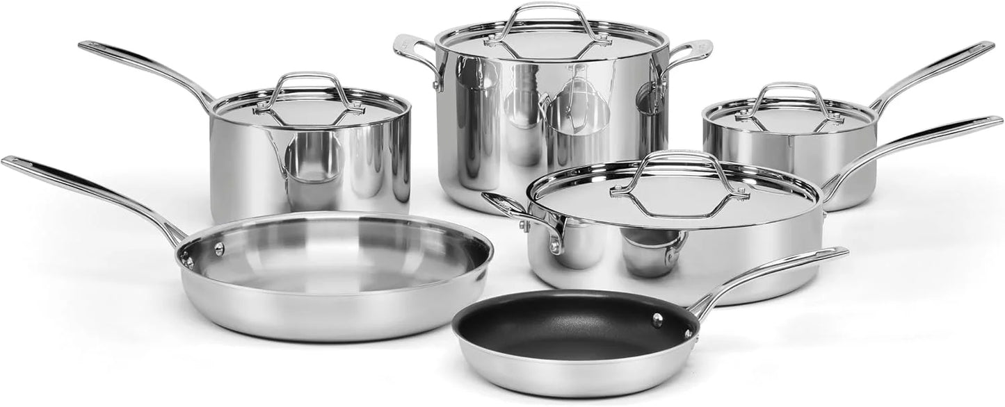 Cuisinart Custom-Clad 5-Ply Stainless Steel 10 Piece Cookware Set, CCC5-10