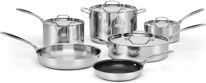 Cuisinart Custom-Clad 5-Ply Stainless Steel 10 Piece Cookware Set, CCC5-10