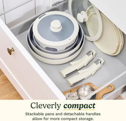 Cuisinart ClickSmart Nonstick Ceramic Cookware, Detachable Handle, 13-Pc