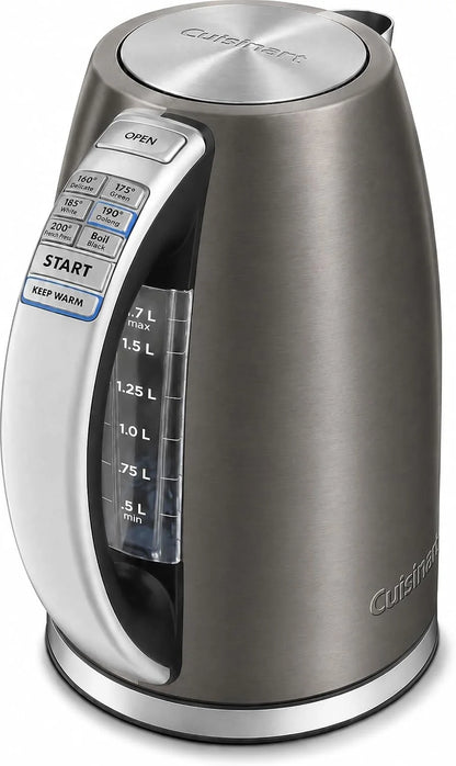Cuisinart PerfecTemp 1.7-Liter Electric Kettle, Cordless Electric Tea Kettle, 1500W for Fast Heat-Up, 6 Preset Temperatures, 30-Minute Keep Warm, Stay Cool Nonslip Handle, Graphite Gray