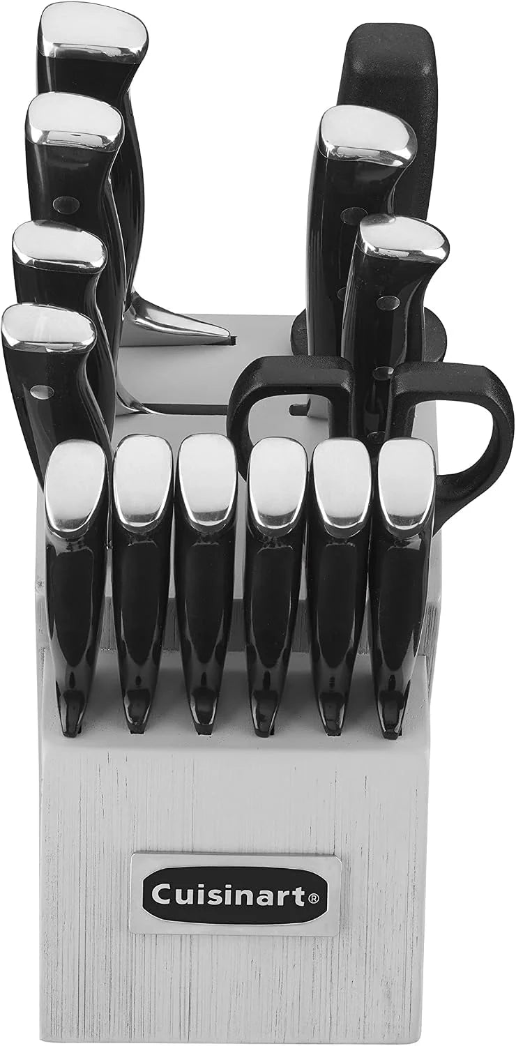 Cuisinart Classic Forged Triple Rivet, 15-Piece Knife Set with Block, Superior High-Carbon Stainless Steel Blades for Precision and Accuracy (Black/Gray)