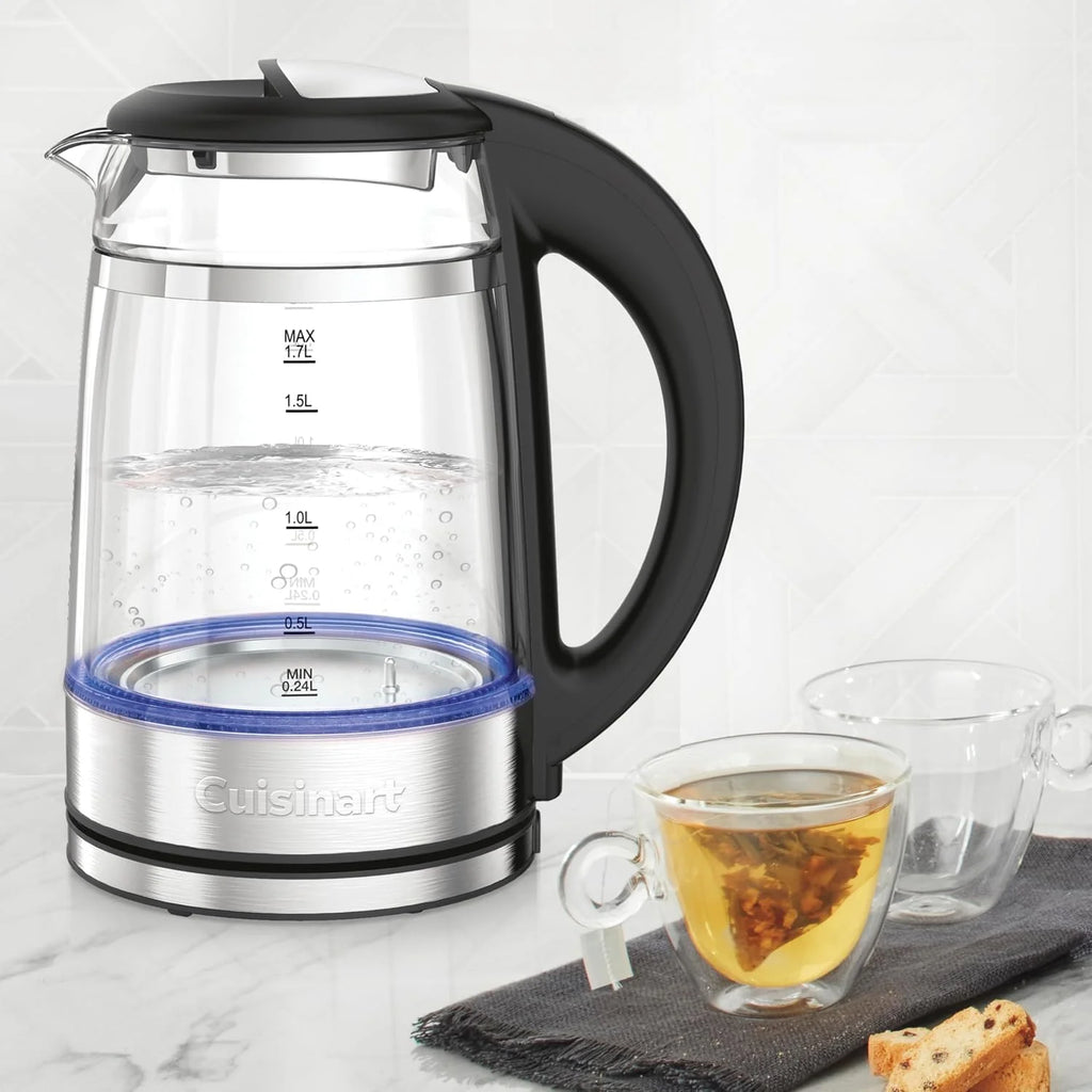 Cuisinart 1.7L Glass Variable Temperature Control Electric Kettle 110°F–212°F with Touchscreen Controls, Illumination, Dual‑Layer Cool‑Touch Design & Nondrip Spout