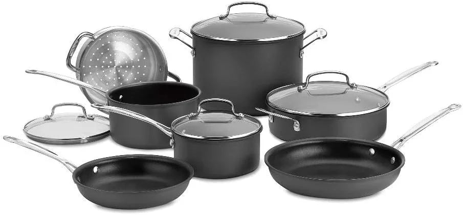 Cuisinart 11-Piece Cookware Set, Black, Chef's Classic Nonstick Hard Anodized, 66-11