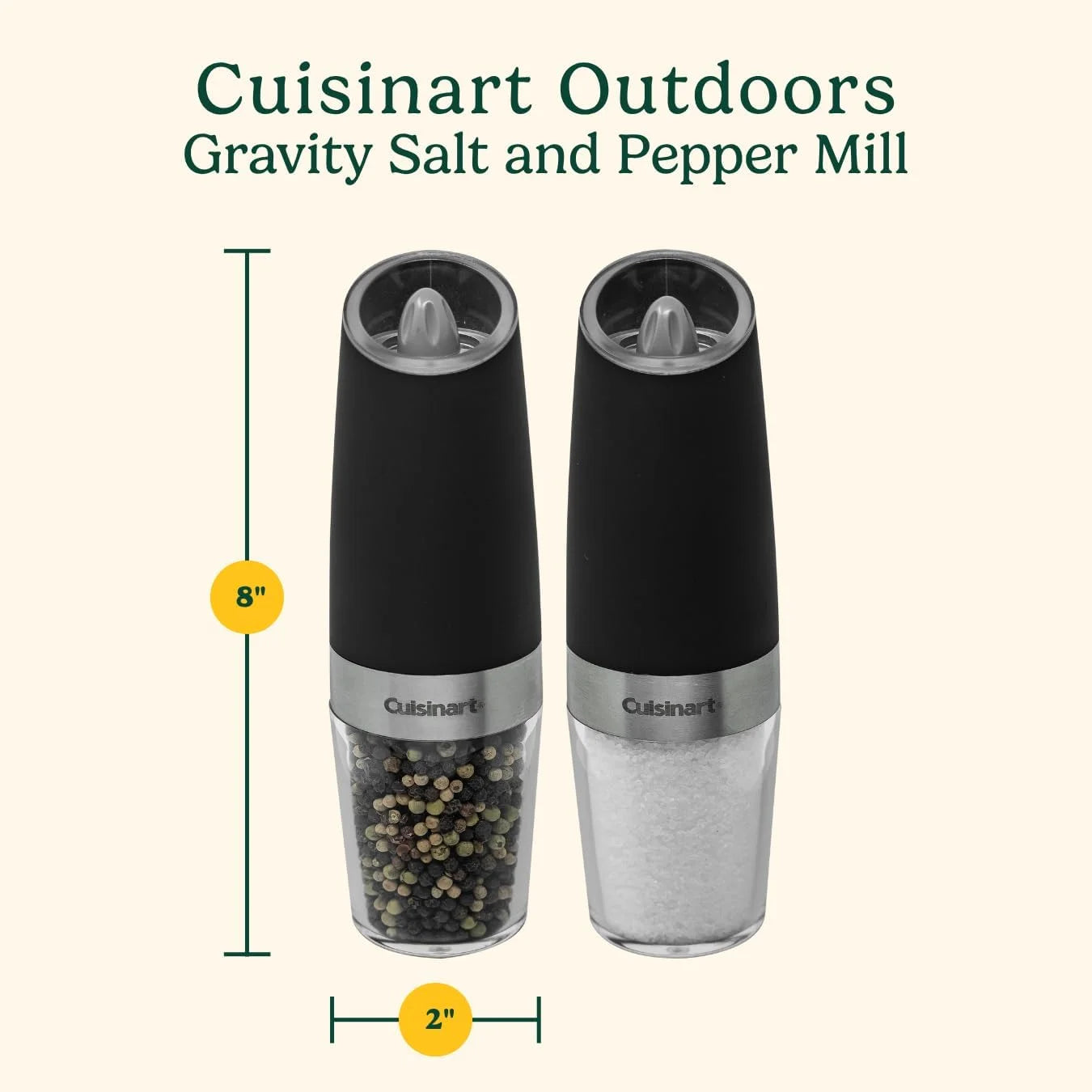 Cuisinart Gravity Salt and Pepper Grinder Set, Automatic Operation