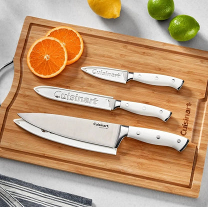 Cuisinart 3-Piece Forged High-Carbon Stainless Steel Knife Set with Blade Sheaths, Full-Tang Triple-Rivet Construction