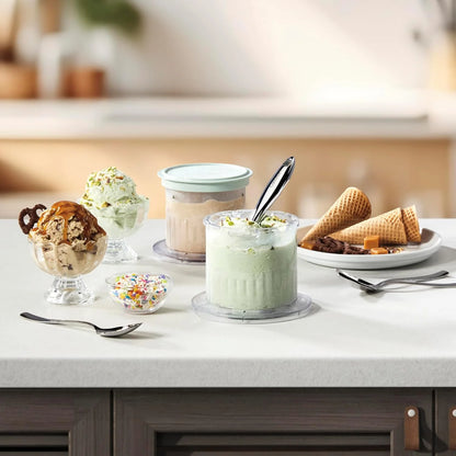 FastFreeze MAX Ice Cream Maker Dessert Cups 2-Pack – 1-Pint Freezer Cups with Lids, Dishwasher-Safe, Compatible with ICE-FD50 for Homemade Ice Cream, Sorbet, Smoothies & Frozen Desserts