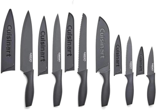 Cuisinart Knife Set, 12pc Ceramic Coated Knife Set with 6 Blades & 6 Blade Guards, Lightweight, Stainless Steel, Durable & Dishwasher Safe (Soft Black)