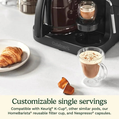 Cuisinart Coffee Center Barista Bar 4-in-1 Coffee Maker, Single-Serve Pods Compatible, Coffeemaker, Three Brewing Sizes, SS-4N1MBNAS, Black