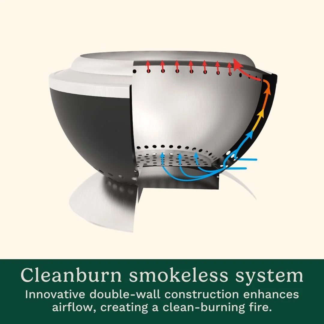 Cuisinart Outdoor Fire Pit, Cleanburn Smokeless System, Wood Burning, 24"