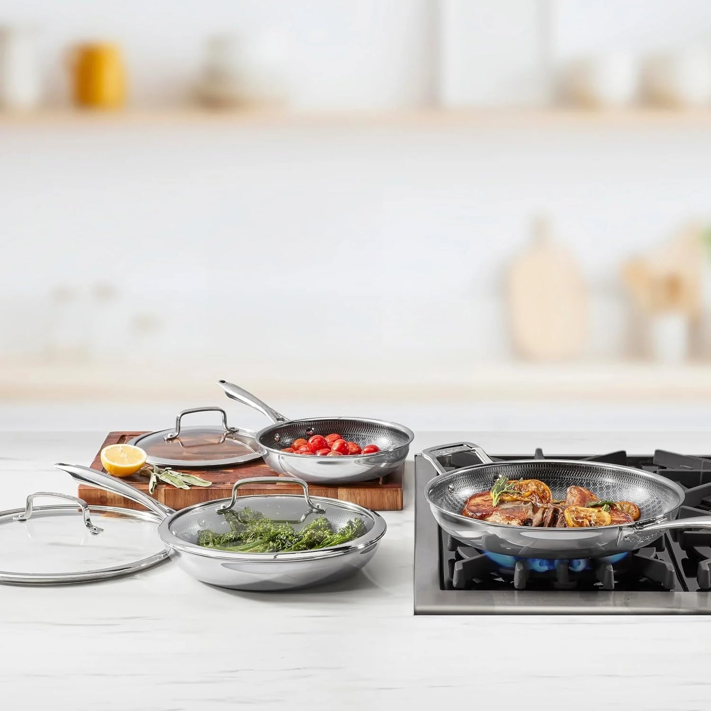 Cuisinart Skillet Set PurelySear Hybrid Tri-Ply Stainless Steel 6 Pc
