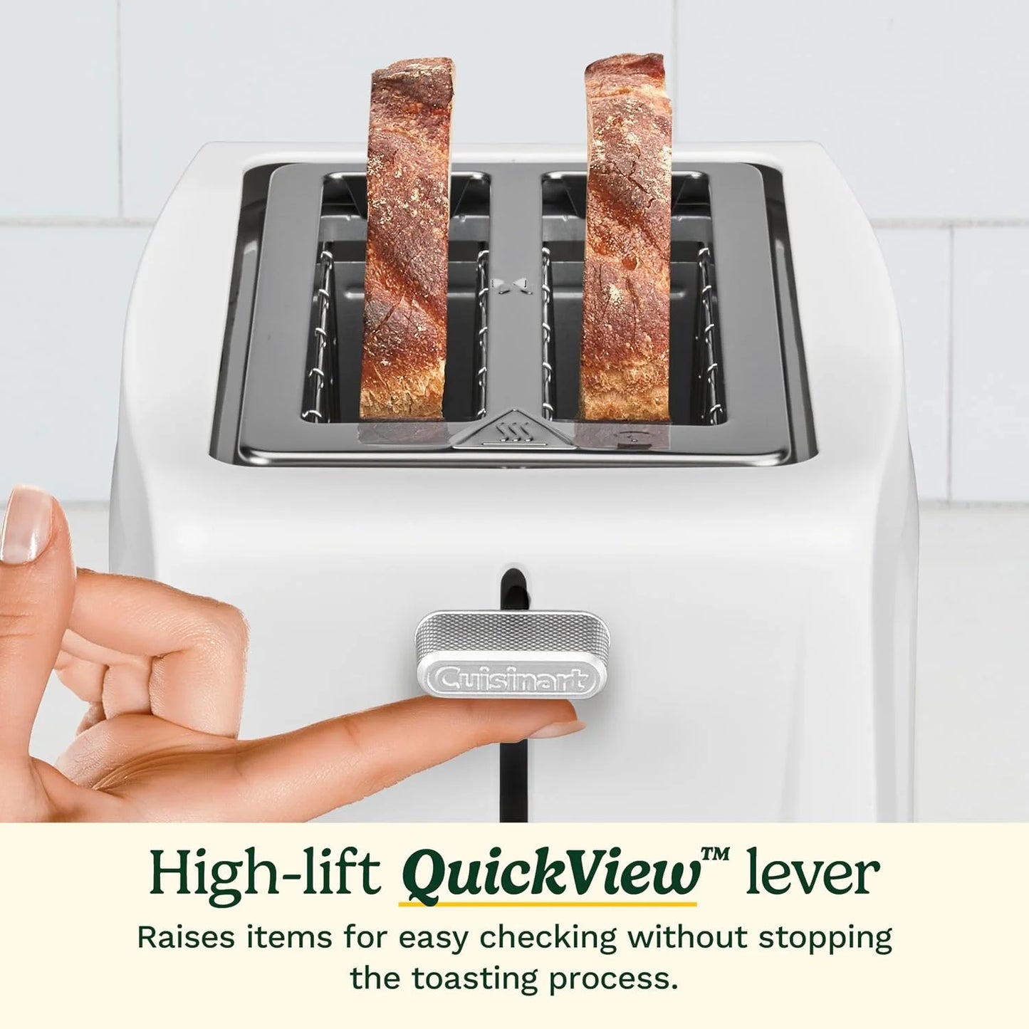 Cuisinart Core Collection 2-Slice Toaster | Extra-Long Slots for Artisan Bread, Bagel | High-Lift Quickview™ | Single Slice & Defrost Function | +30sec Toast Boost | Removable Crumb Tray, White