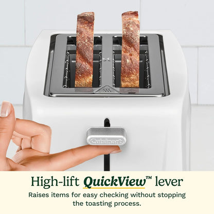 Cuisinart Core Collection 2-Slice Toaster | Extra-Long Slots for Artisan Bread, Bagel | High-Lift Quickview™ | Single Slice & Defrost Function | +30sec Toast Boost | Removable Crumb Tray, White