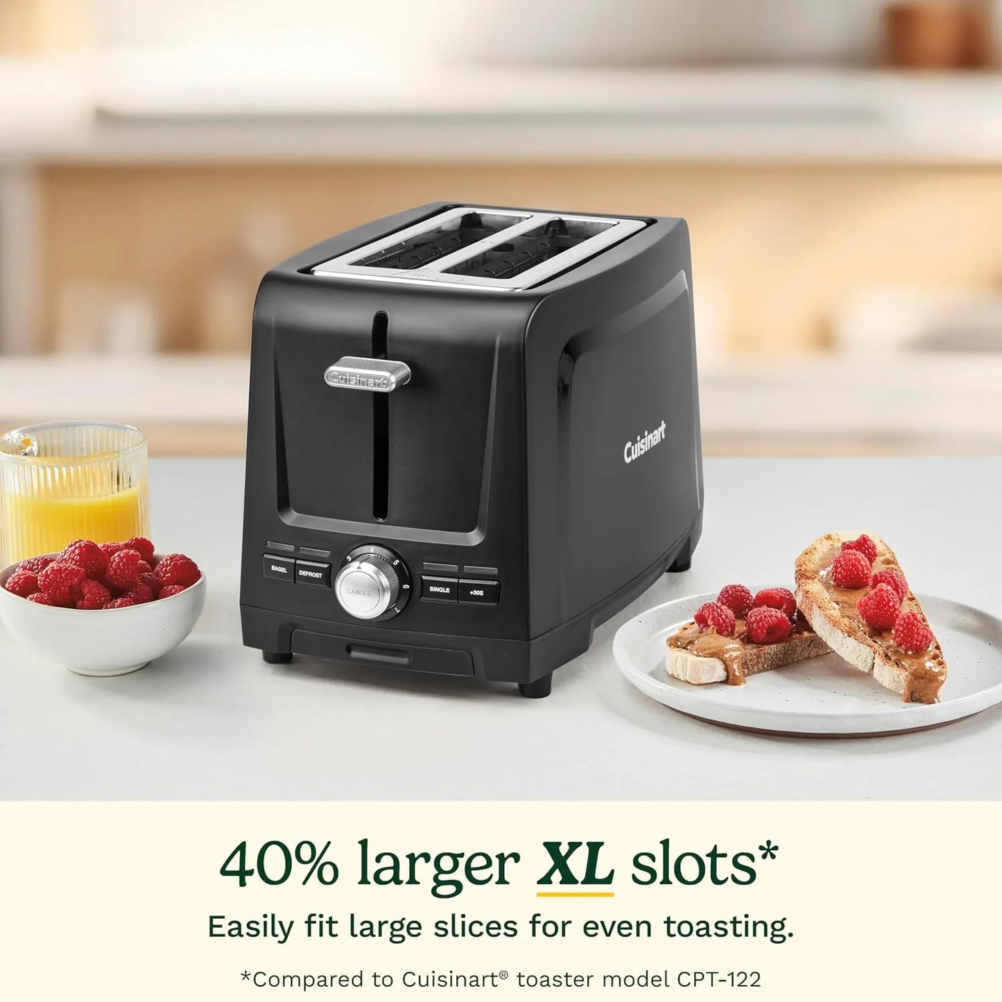 Cuisinart Core Collection 2-Slice Toaster | Extra-Long Slots for Artisan Bread, Bagel | High-Lift Quickview™ | Single Slice & Defrost Function | +30sec Toast Boost | Removable Crumb Tray, Black