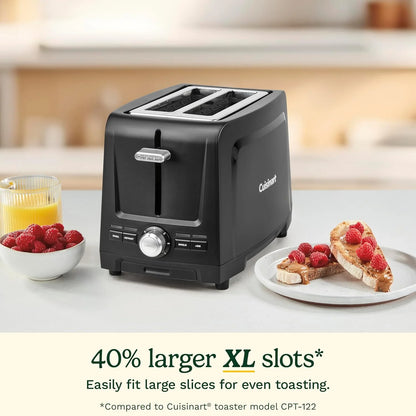 Cuisinart Core Collection 2-Slice Toaster | Extra-Long Slots for Artisan Bread, Bagel | High-Lift Quickview™ | Single Slice & Defrost Function | +30sec Toast Boost | Removable Crumb Tray, Black