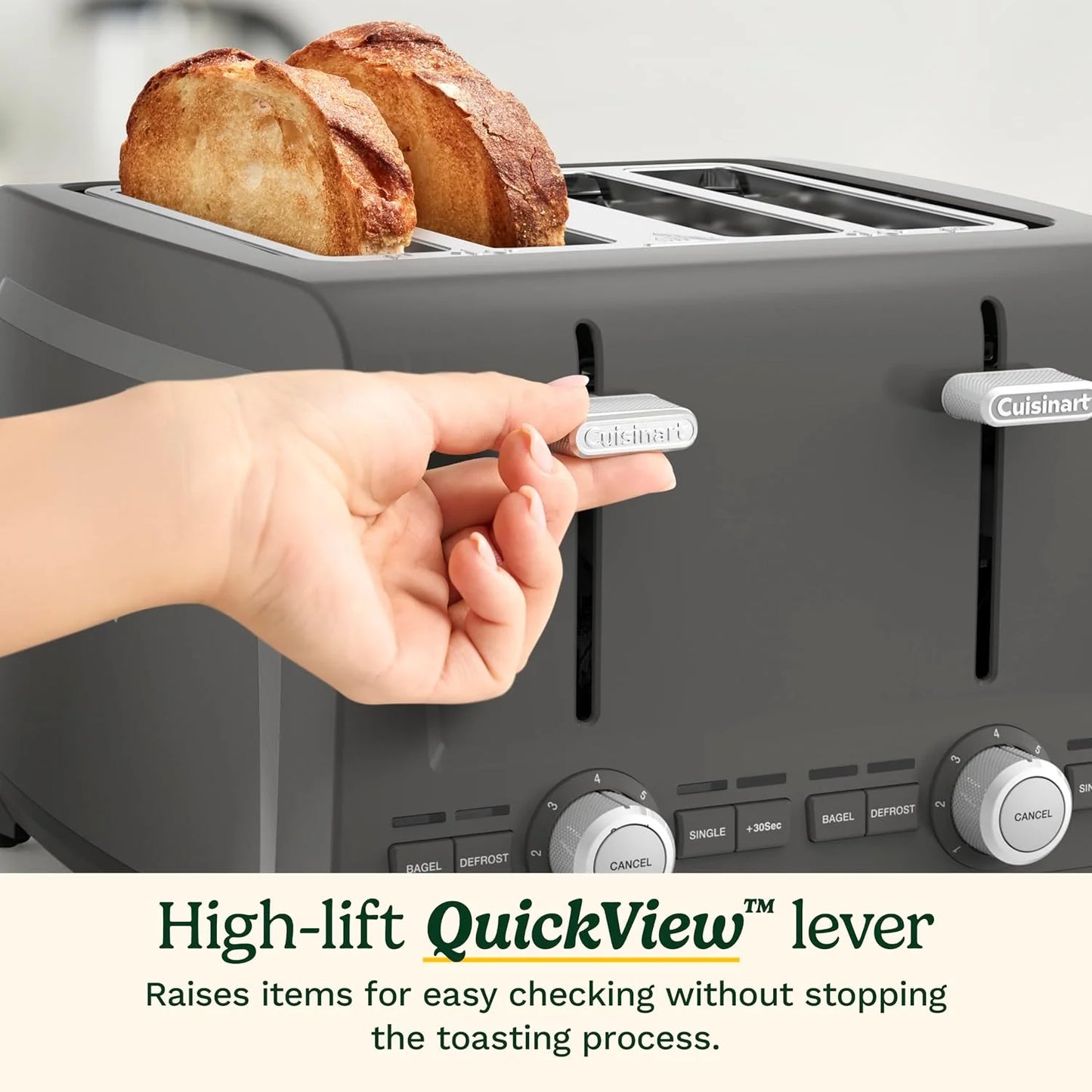 Cuisinart 4-Slice XL Slot Toaster, Extra-Wide Slots, 7 Shade Setting, Stone