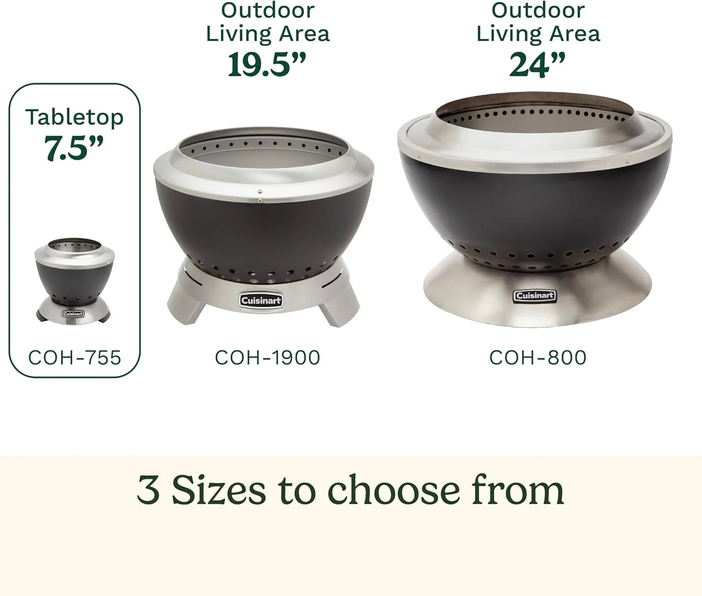 Cuisinart Outdoor Fire Pit, Cleanburn Smokeless System, Wood Burning, 7.5"