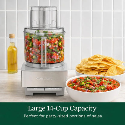 Cuisinart Food Processor 14-Cup Vegetable Chopper for Mincing, Dicing, Shredding, Puree & Kneading Dough, Light Gray Stainless Steel, DFP-14CGRY