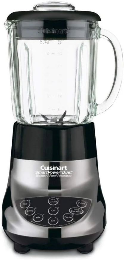 Cuisinart BFP-703BCP1 Smart Power Duet Blender & Food Processor, 500-Watt Motor, 48-Oz Glass Jar, 3-Cup Processor, 7-Speed Ice Crush, Stainless Steel Blades, Brushed Chrome, BPA-Free, 120V