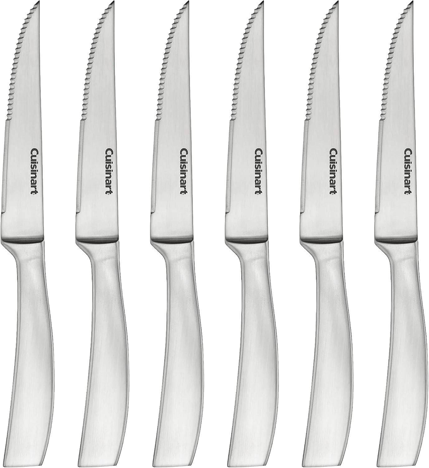 Cuisinart Forged Premium Steak Knives, 6-Piece Set, High-Carbon Stainless Steel Blades, Precision-Tapered V-Edge for Long-Lasting Sharpness, Dishwasher Safe, C77SS-6PSK2