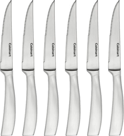 Cuisinart Forged Premium Steak Knives, 6-Piece Set, High-Carbon Stainless Steel Blades, Precision-Tapered V-Edge for Long-Lasting Sharpness, Dishwasher Safe, C77SS-6PSK2