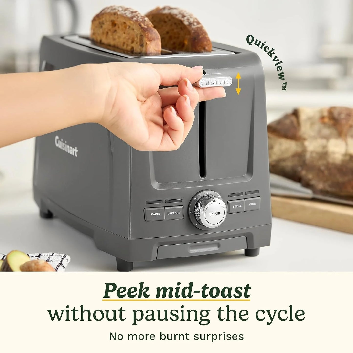Cuisinart Core Collection 2-Slice Toaster | Extra-Long Slots for Artisan Bread | Bagel Setting |High-Lift Quickview™ | Single Slice & Defrost Functions | +30sec Toast Boost |Removable Crumb Tray