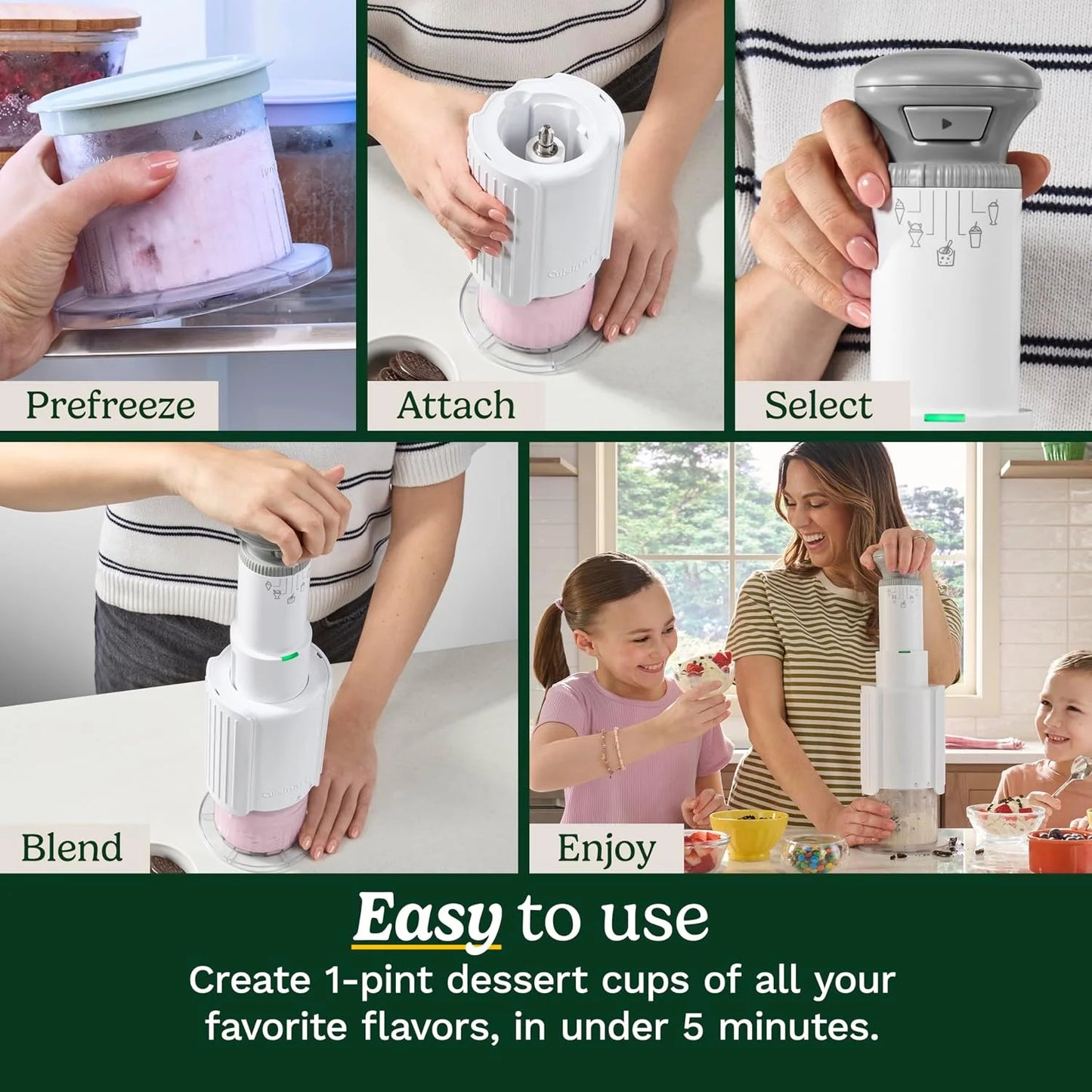 Cuisinart Electric Ice Cream Maker, FastFreeze MAX, 5-in-1, 2 Pint Cups