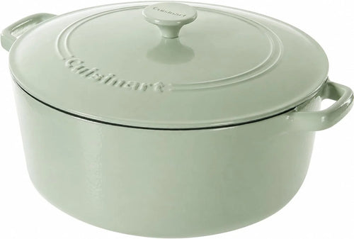Cuisinart Chef's Classic Enameled Cast Iron Dutch Oven with Lid, Porcelain Enameled Interior, Oven Safe, Induction Compatible, 7-Quart, Round, Mint Green
