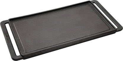 Cuisinart Reversible Cast Iron Grill/Griddle Plate, 15.75” x 9” Pre-Seasoned Cooking Surface with Flat and Ribbed Sides, Stovetop Griddle for Electric Ranges, Use on Stove, Campfire, or Gas Grill