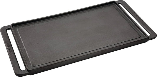 Cuisinart Reversible Cast Iron Grill/Griddle Plate, 15.75” x 9” Pre-Seasoned Cooking Surface with Flat and Ribbed Sides, Stovetop Griddle for Electric Ranges, Use on Stove, Campfire, or Gas Grill