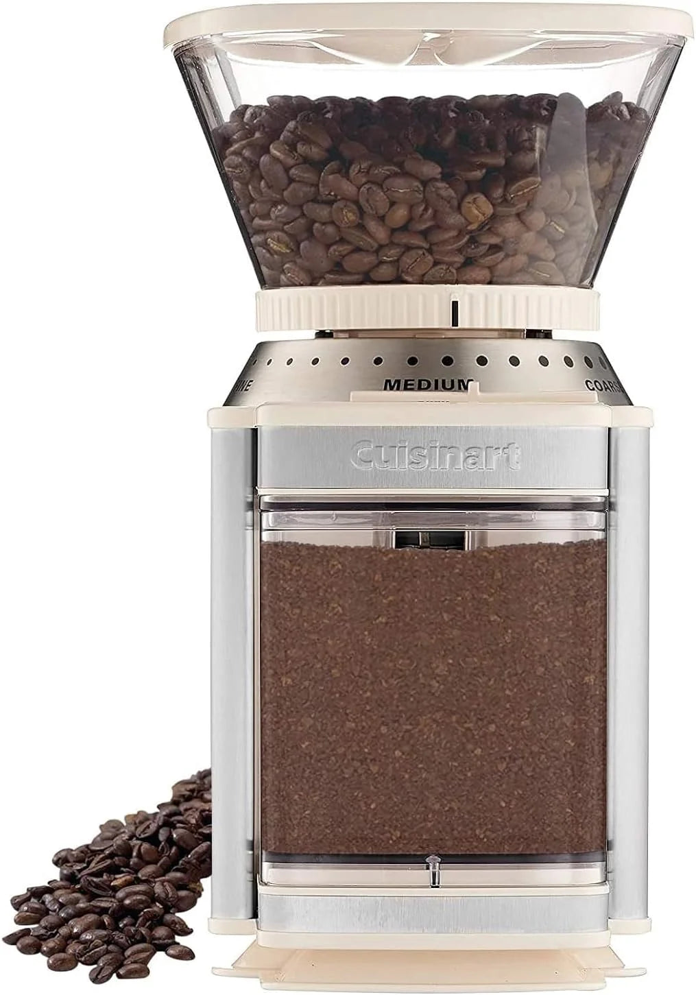 Cuisinart Coffee Grinder, Electric One-Touch Automatic Burr Coffee Grinder with 18-Position Grind Selector, Cup Size Selector for 4 – 18 Cups, Cream Stainless Steel