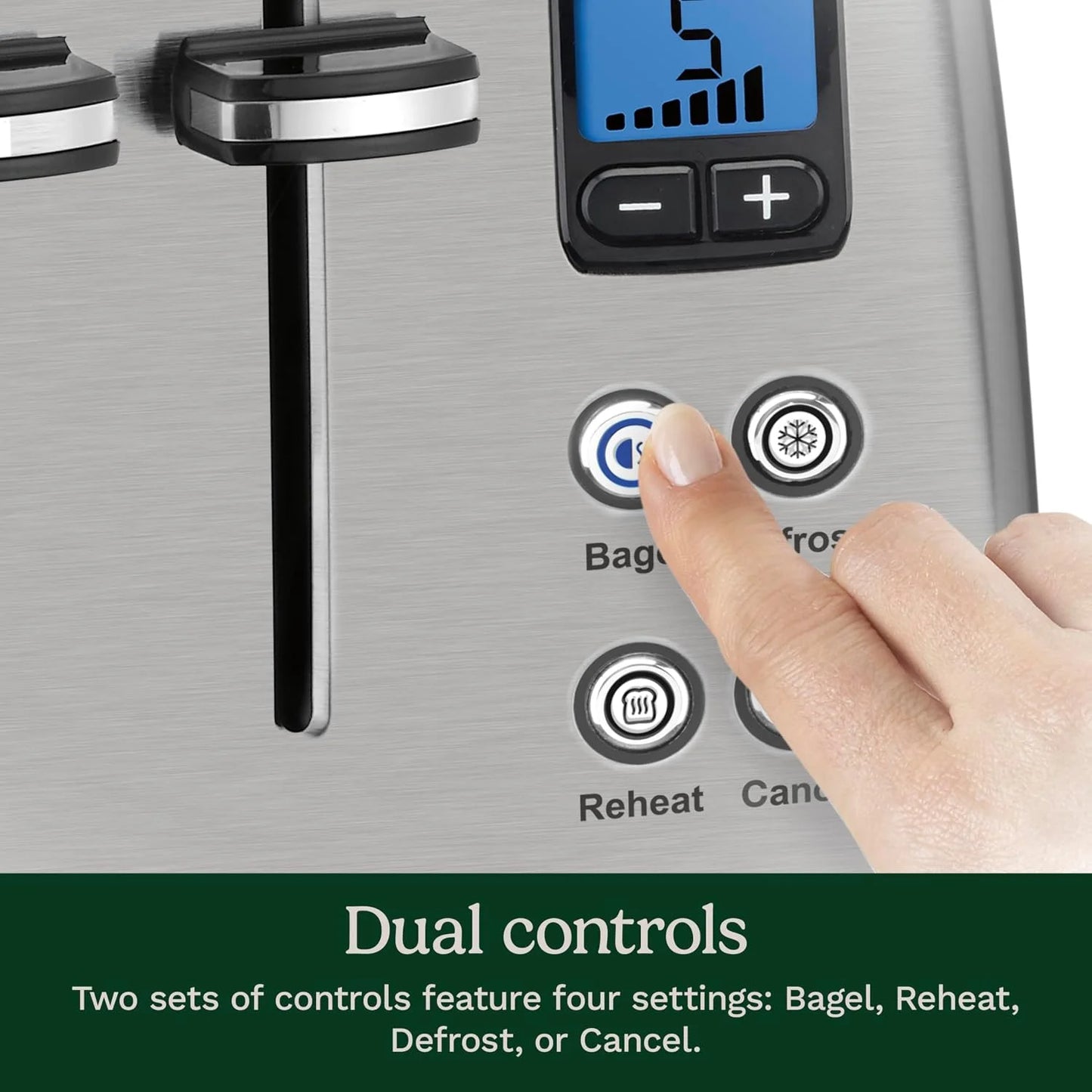 Cuisinart 4 Slice Countdown Motorized Toaster, Compact Design with Extra-Wide Slots for Toasting, Defrost & Reheat Functions, CPT-435P1, Stainless Steel