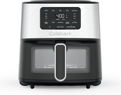 Cuisinart Air Fryer, 6-Quart Basket Large Fryer with 5 Cooking Functions to Roast, Bake, Broil, Air Fry and Keep Warm, 5 Airfryer Presets, Dishwasher-Safe Parts, AIR-200NAS, Stainless Steel & Black