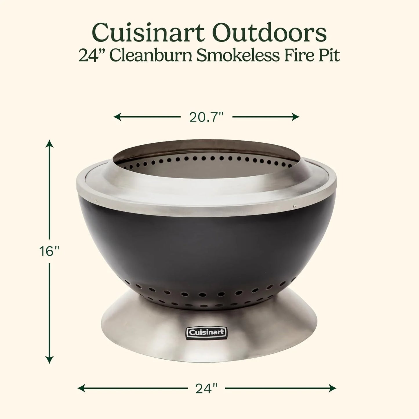 Cuisinart Outdoor Fire Pit, Cleanburn Smokeless System, Wood Burning, 24"