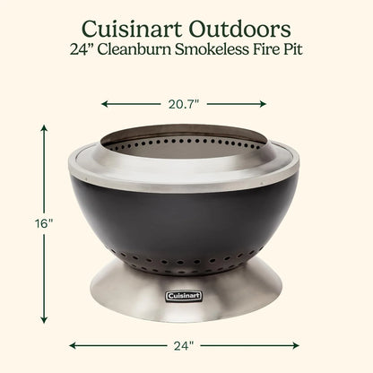 Cuisinart Outdoor Fire Pit, Cleanburn Smokeless System, Wood Burning, 24"