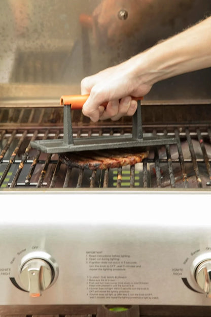 Cuisinart Cast Iron Grill Press with Wooden Handle,Heavy Duty Nonstick Rectangle Burger Press with Wood Handle,Perfect Grill Accessory for Steak,Bacon,Paninis and More,(Pack of 8)