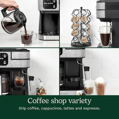 Cuisinart Coffeemaker, Coffee Center Barista Bar 4-In-1 Coffee Machine, Single-Serve Coffee, Espresso & Nespresso Capsule Compatible, 12-Cup Carafe, Silver Crystal, SS-4N1SC